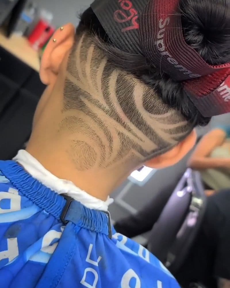 Freehand hair design cut at San Diego Barbers